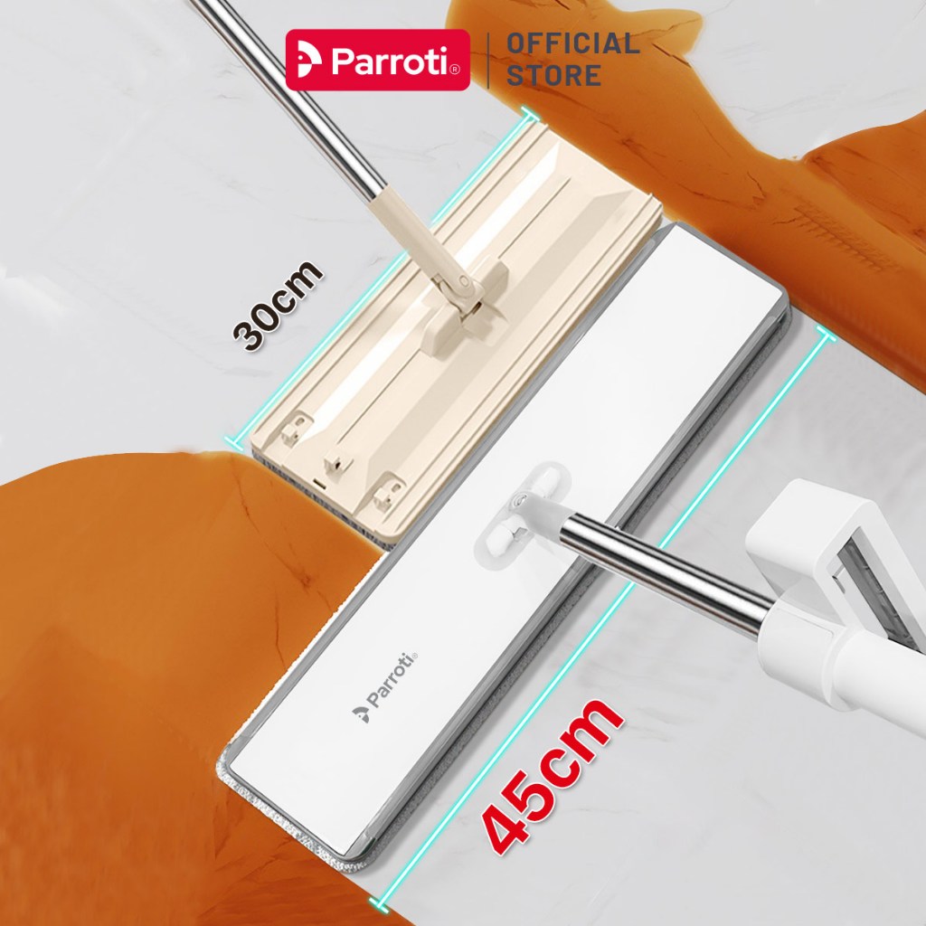 Ảnh Cây Lau Nhà Tự Vắt, Bàn Lau Xoay 360 Độ, Có Tích Hợp Gạt Nước, Cây Lau Trợ Lực Parroti Magic - MG03 4