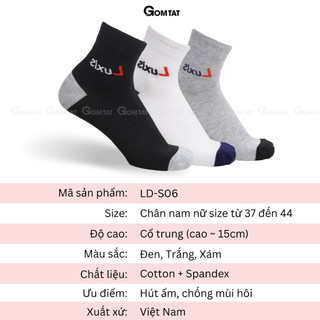 [FLASHSALE] Tất cổ cao nam nữ basic GOMTAT, vớ thể thao cổ cao chất cotton dày dặn, thoáng khí - LUXIS-LD-S06-1DOI