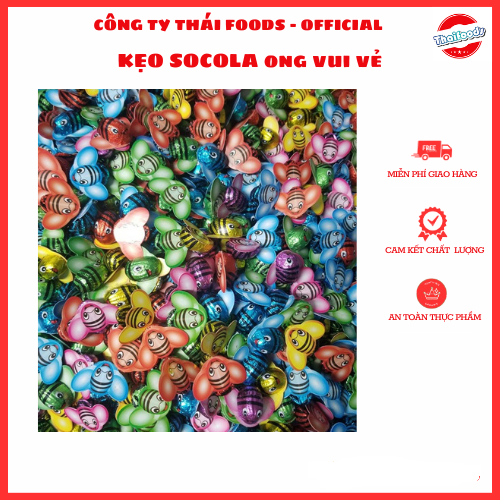 Kẹo Socola ong vui vẻ lọ 60c thùng 24 lọ, Thái Foods, kẹo Socola