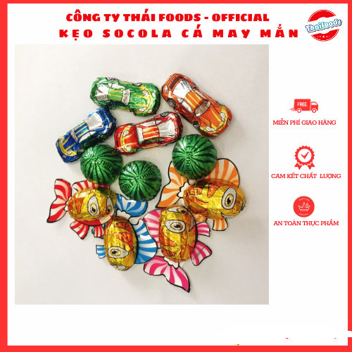 Kẹo socola hình cá may mắn nhiều màu lọ 32c/ Thái Foods/ hàng mới