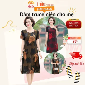 Đầm trung niên sang trọng, đầm voan 2 lớp cho mẹ cho bà đi dự tiệc sang trọng (460+275), đầm SULA