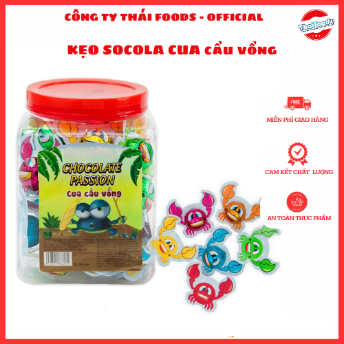 Kẹo Socola cua cầu vồng lọ 50 chiếc Thái Foods, thùng 24 lọ