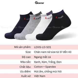 Combo 5 đôi vớ thể thao cổ ngắn nam nữ GOMTAT, tất trơn cổ ngắn vải cotton thoáng mát, không xù lông - LD-S01-LEXIS-CB5