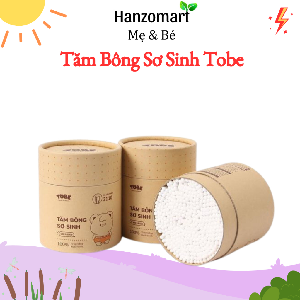 Tăm bông sơ sinh Tobe an toàn cho bé tiện lợi cho cả gia đình hộp 400 chiếc