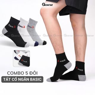 Combo 5 đôi vớ cổ cao nam nữ GOMTAT cao cấp, tất cổ cao nam nữ chất cotton mềm mịn hút ẩm thoáng khí - LUXIS-LD-S06-CB5