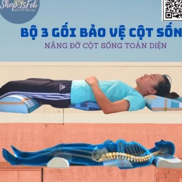 Bộ 3 gối ngủ bảo vệ cột sống -Gối kê cổ, gối kê thắt lưng, gối chân hỗ trợ giảm chèn ép cổ vai gáy, thắt lưng