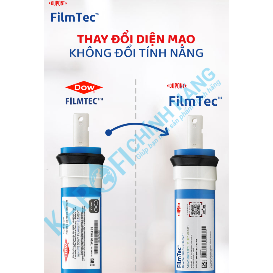 Màng RO Dupont Karofi Công Suất 50GPD Sử Dụng Cho Các Máy Phổ Thông Màng RO Rời- Hàng Chính Hãng (trước là màng DOW)