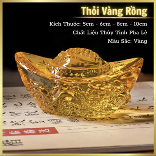 [HÀNG CHUẨN] [CỠ ĐẠI] Thỏi Vàng Thủy Tinh Pha Lê Phong Thủy - Thỏi Vàng Rồng Kim Nguyên Bảo Chiêu Tài lôc