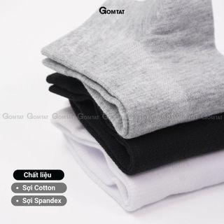 Combo 5 đôi tất nam nữ cổ ngắn GOMTAT basic, vớ cổ ngắn chất cotton dày dặn thoáng khí, không xù lông - LD-S01-TRON-CB5
