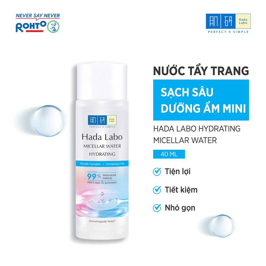 [QUÀ TẶNG KHÔNG BÁN] Nước tẩy trang sạch sâu dưỡng ẩm Hada Labo Micellar Water Hydrating 40ml