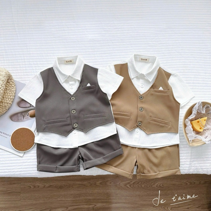 Set Sơ mi Gile công tử Beemo chất liệu sơ mi cao cấp thiết kế liền gile siêu bảnh, Set Vest công tử