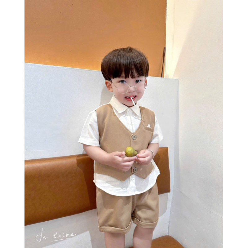 Set Sơ mi Gile công tử Beemo chất liệu sơ mi cao cấp thiết kế liền gile siêu bảnh, Set Vest công tử