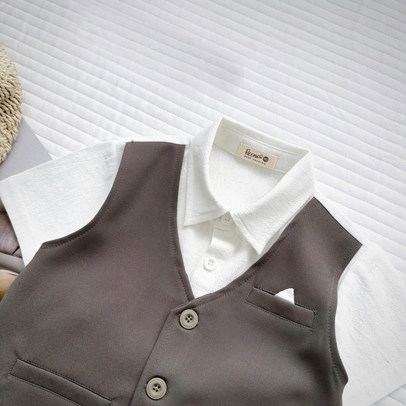 Set Sơ mi Gile công tử Beemo chất liệu sơ mi cao cấp thiết kế liền gile siêu bảnh, Set Vest công tử