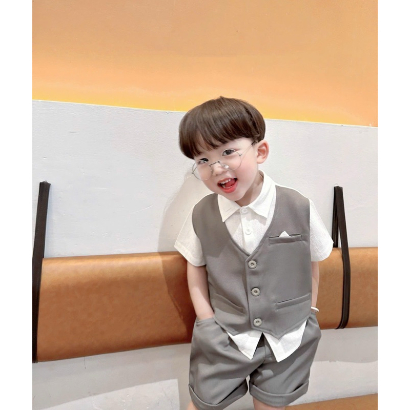 Set Sơ mi Gile công tử Beemo chất liệu sơ mi cao cấp thiết kế liền gile siêu bảnh, Set Vest công tử