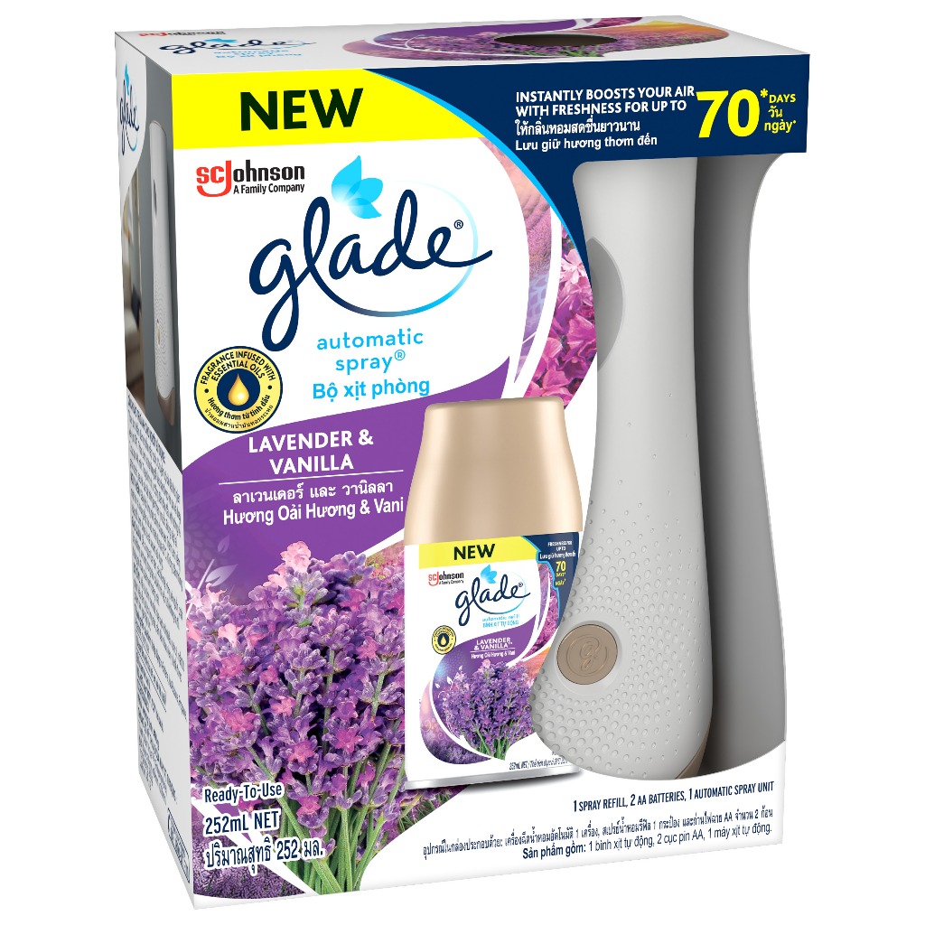 Ảnh GLADE Bộ Máy & Lõi Xịt Thơm Phòng Tự Động Hương Lavender 252ml 1