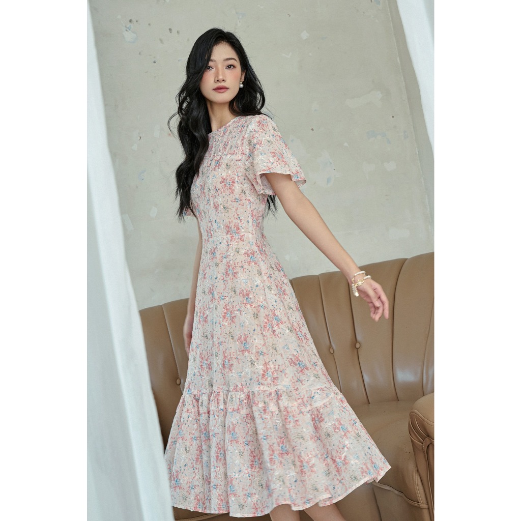 Ảnh OLV - Đầm hoa tay ngắn dáng dài Pink Camelia Dress 4