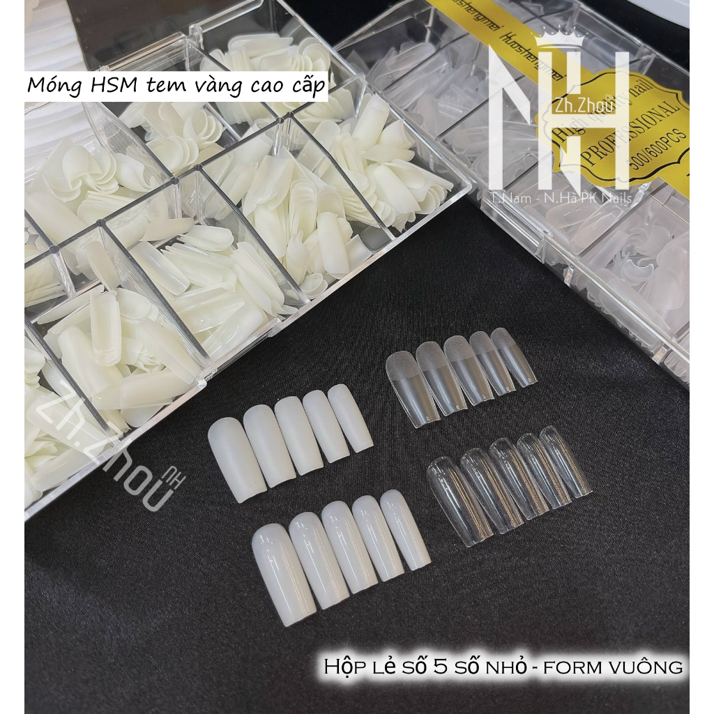 Móng úp HSM nhám lẻ size nhỏ móng lẻ size Vuông,Thang,Nhọn, Hạnh Nhân hàng cao cấp chuẩn chính hãng
