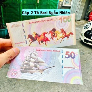[SỈ SIÊU RẺ] Cặp 2 Tờ Tiền Seri VIP 88888888 99999999 Mã Đáo Thành Công và Thuận Buồm Xuôi Gió của Macao kỷ niệm
