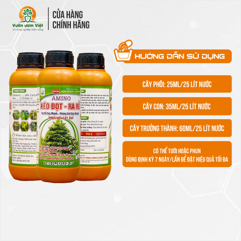 [Mua 3 tặng 1]Phân bón chuyên Amino Kéo Đọt Ra Rễ đa dưỡng chất, lớn nhanh, rễ nhiều, mập đọt - 1L