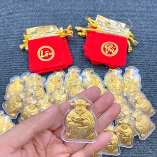🌸BÁN CHẠY🌸 Combo 10 Thỏi Ông Thần Tài - Vía Ông Thần Tài Mạ Vàng Kèm Túi Nhung Phúc Lộc