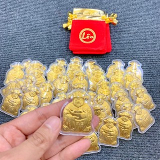 🌸BÁN CHẠY🌸 Combo 10 Thỏi Ông Thần Tài - Vía Ông Thần Tài Mạ Vàng Kèm Túi Nhung Phúc Lộc
