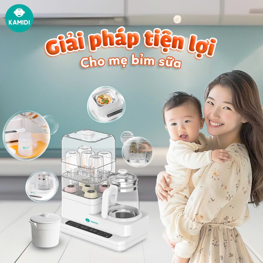 Ảnh Máy Hâm Sữa Đun Nước Tiệt Trùng Sấy Khô Bình Sữa Đa Năng Kamidi Speed 2 3