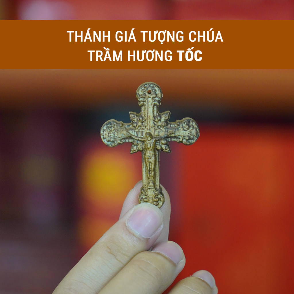 Ảnh Mặt thánh giá trầm hương đeo tay, đeo cổ cho người Công Giáo - Xưởng Mộc Việt 3