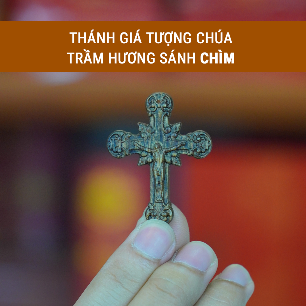 Ảnh Mặt thánh giá trầm hương đeo tay, đeo cổ cho người Công Giáo - Xưởng Mộc Việt 2