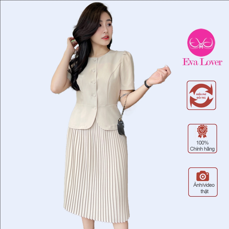 Ảnh Set kí giả chân váy dập ly trơn cổ tròn Eva Lover SETKG2024307 1