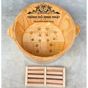 Chậu ngâm chân gỗ kèm bàn lăn massage♥️FREE SHIP♥️bồn ngâm chân gỗ massage giữ nhiệt
