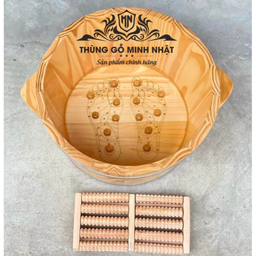 Chậu ngâm chân gỗ kèm bàn lăn massage♥️FREE SHIP♥️bồn ngâm chân gỗ massage giữ nhiệt