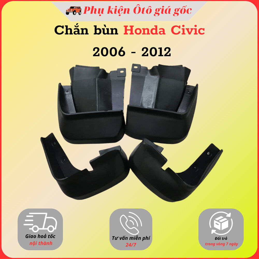 Bộ 4 chắn bùn xe Honda Civic đời 2006 - 2010, 2011, 2012 nhựa dẻo cao cấp ( tặng kèm ốc vít) - 1 BỘ 4 TẤM