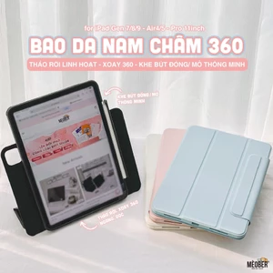 Bao da Nam Châm Xoay 360 dành cho i pad Gen 8/9/10, Air4/5, Pro 11 - Tháo rời, khe bút thông minh