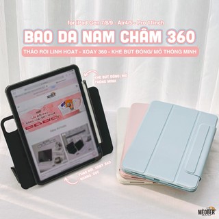 [TẶNG DÁN LƯNG CARBON] Bao da Nam Châm Xoay 360 dành cho i pad Gen 8/9/10, Air4/5, Pro 11 - Tháo rời, khe bút thông minh