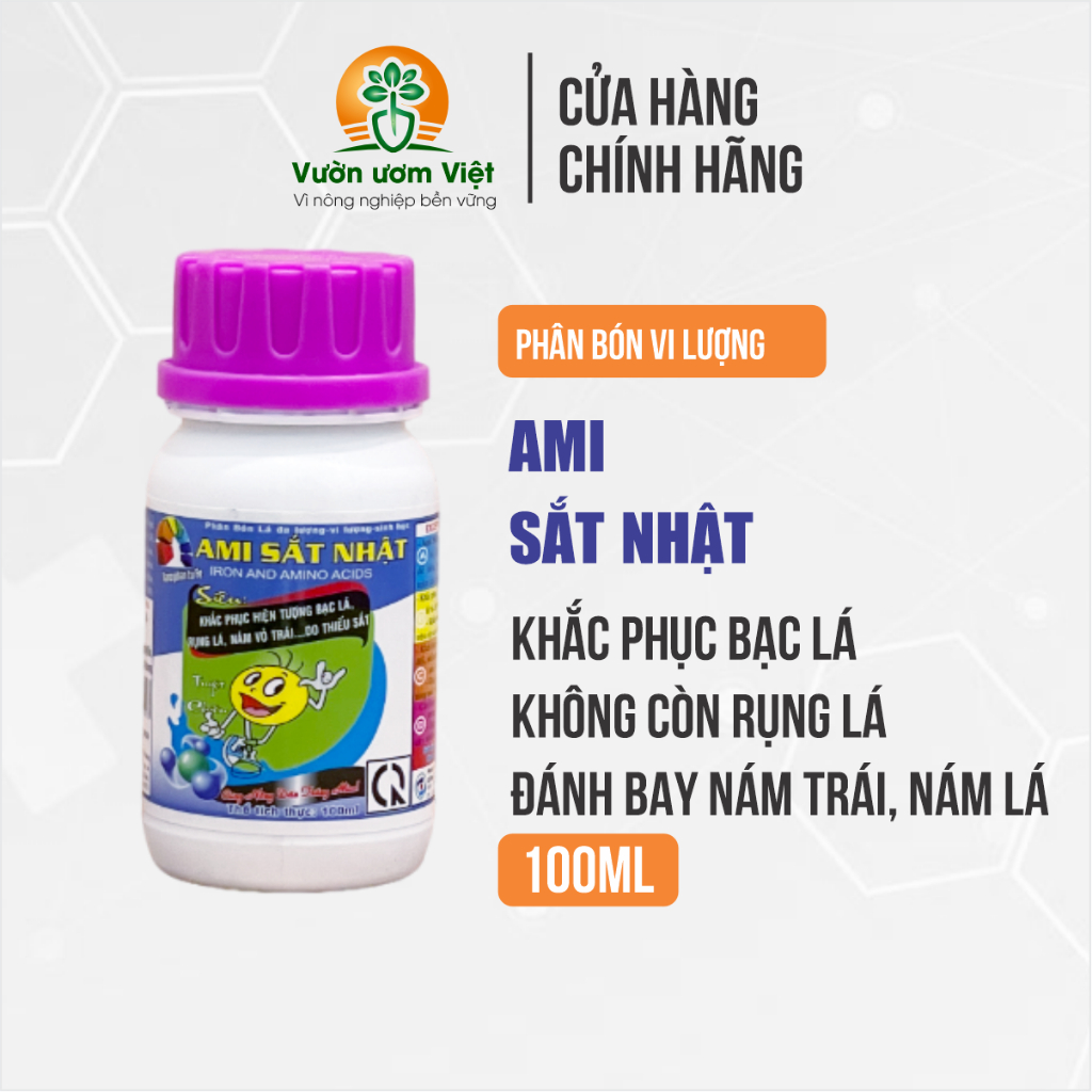 Phân bón Ami Sắt - cung cấp Sắt cho cây, ngừa vàng lá, đỗ ngã, thối rễ, tăng cường sinh khối
