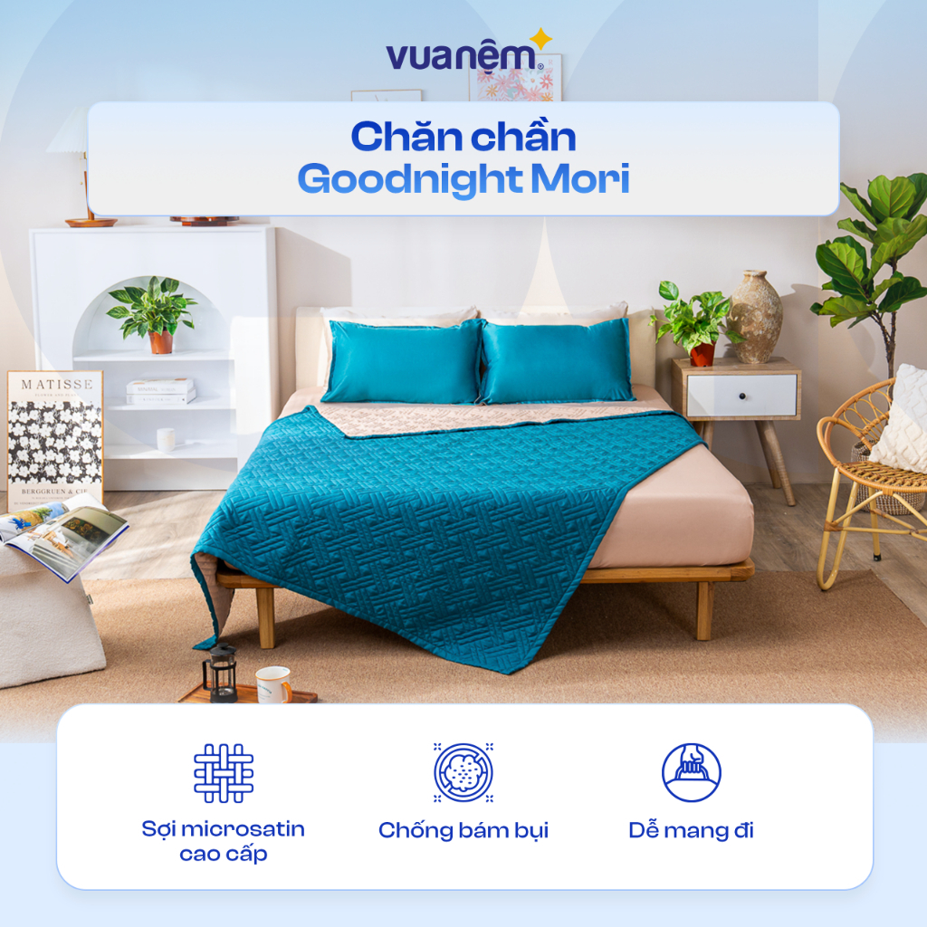 Ảnh Chăn Goodnight Mori đơn sắc 160x200cm mềm mại, độ bền cao, kháng ẩm tốt 1