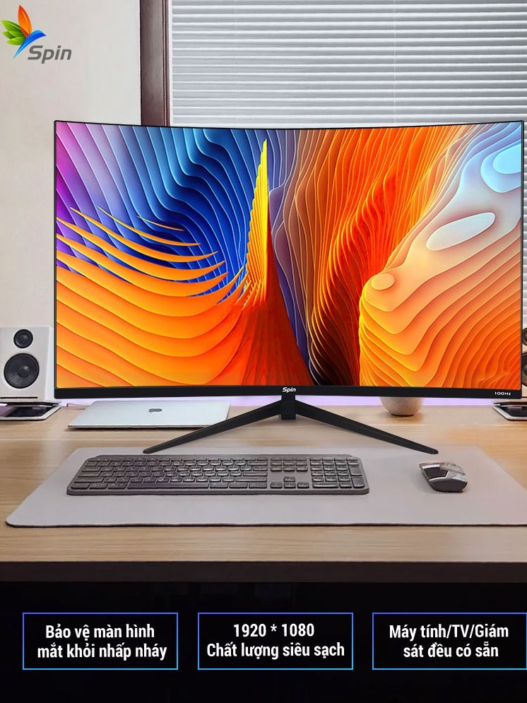 Màn hình cong Spin 24/27/32 inch Full HD 2K LED 100/165/180Hz Chuyên dùng chơi game