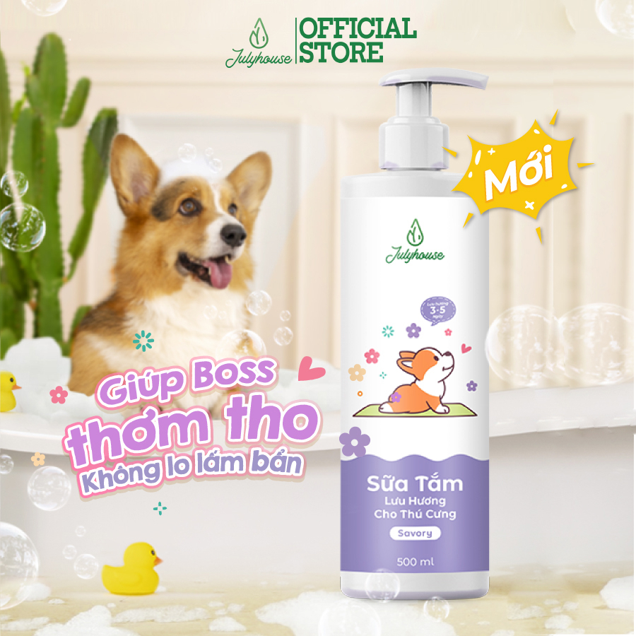 Ảnh Combo Sữa tắm cho chó mèo 150ml/500ml và Xịt thơm dưỡng lông bodymist cho chó mèo 100ml Julyhouse 4