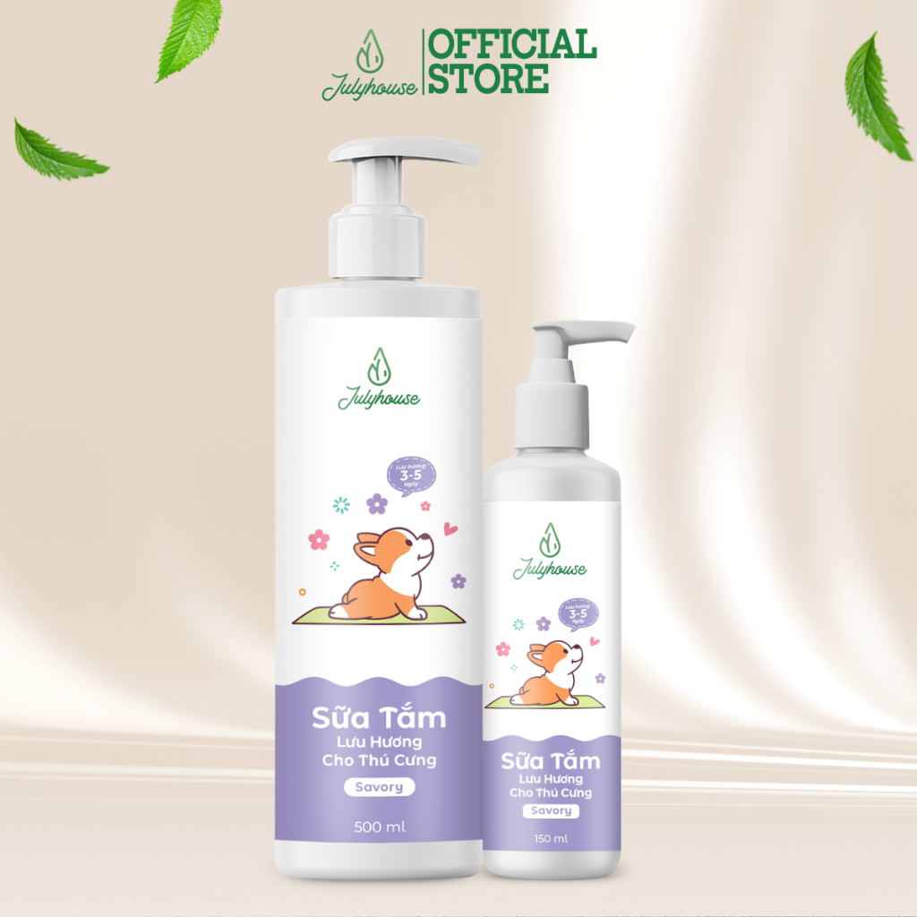 Ảnh Sữa tắm cho chó mèo Julyhouse 150/500ml Savory hương chanh thanh mát giúp làm sạch khử mùi lưu hương thơm 3-5 ngày 1