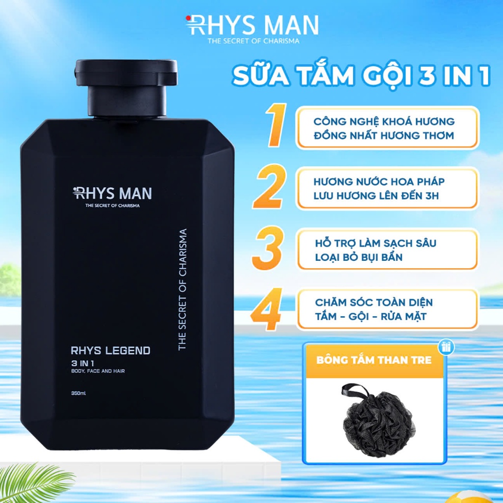 Sữa tắm gội nam hương nước hoa 3 in 1 RHYS MAN Rhys Legend 350ml ...