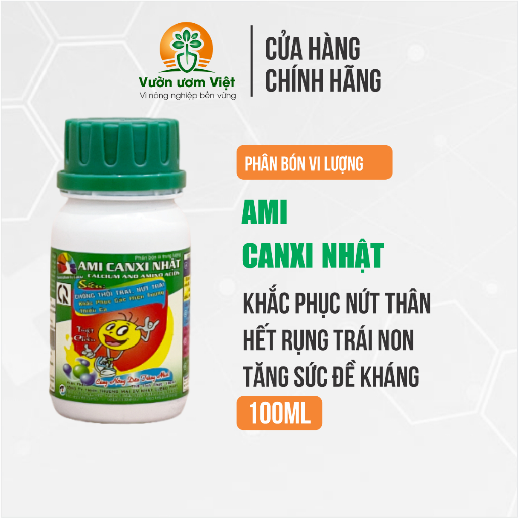 Phân bón vi lượng Ami Canxi - cây cứng cáp, không đỗ ngã, chống khô cành, nứt trái, nứt thân