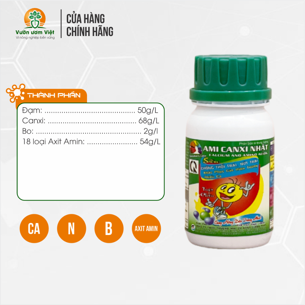Phân bón vi lượng Ami Canxi - cây cứng cáp, không đỗ ngã, chống khô cành, nứt trái, nứt thân