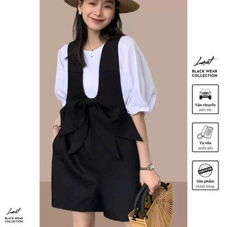 Set yếm quần dáng ngắn phối nơ cách điệu cao cấp LUST chất liệu dày dặn thiết kế đẹp - T106