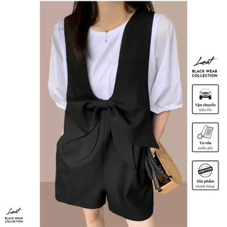 Set yếm quần dáng ngắn phối nơ cách điệu cao cấp LUST chất liệu dày dặn thiết kế đẹp - T106