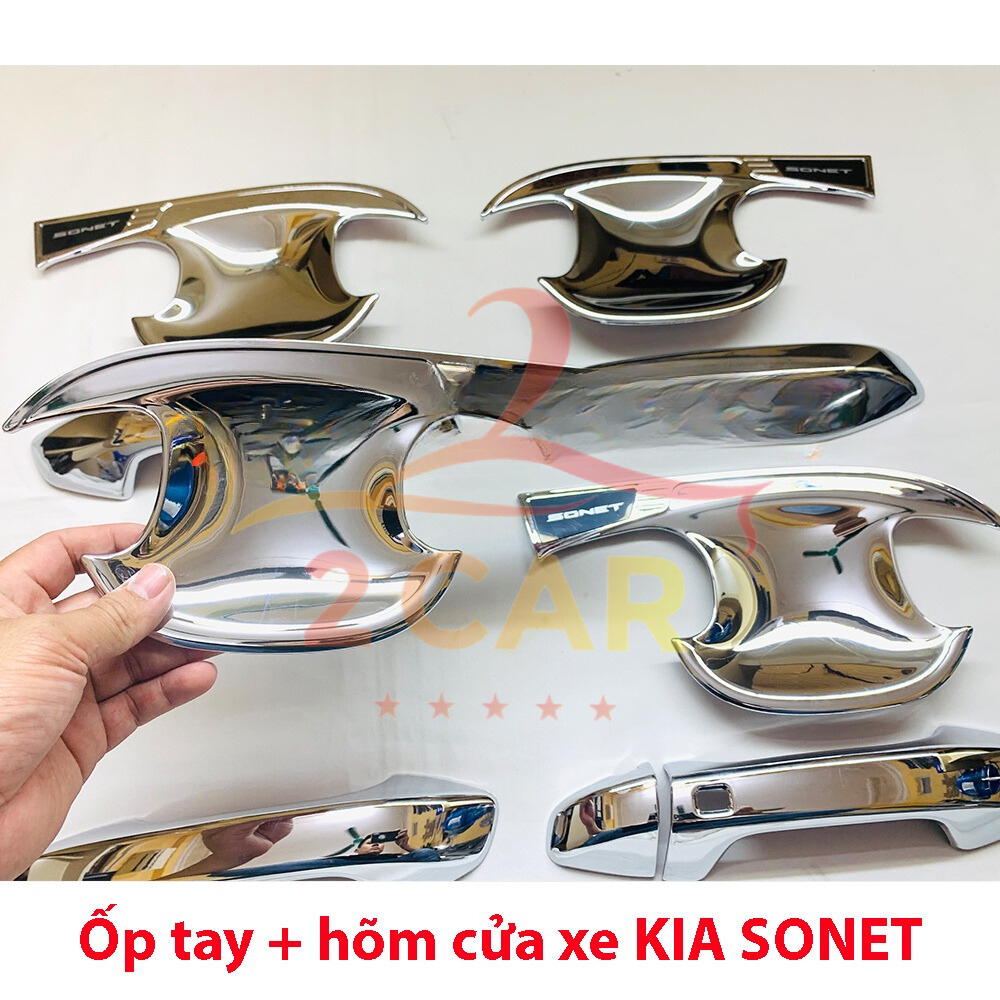 Ốp tay nắm, hõm cửa xe KIA SONET 2022 2023 2024 chất liệu Nhựa mạ crom cao cấp