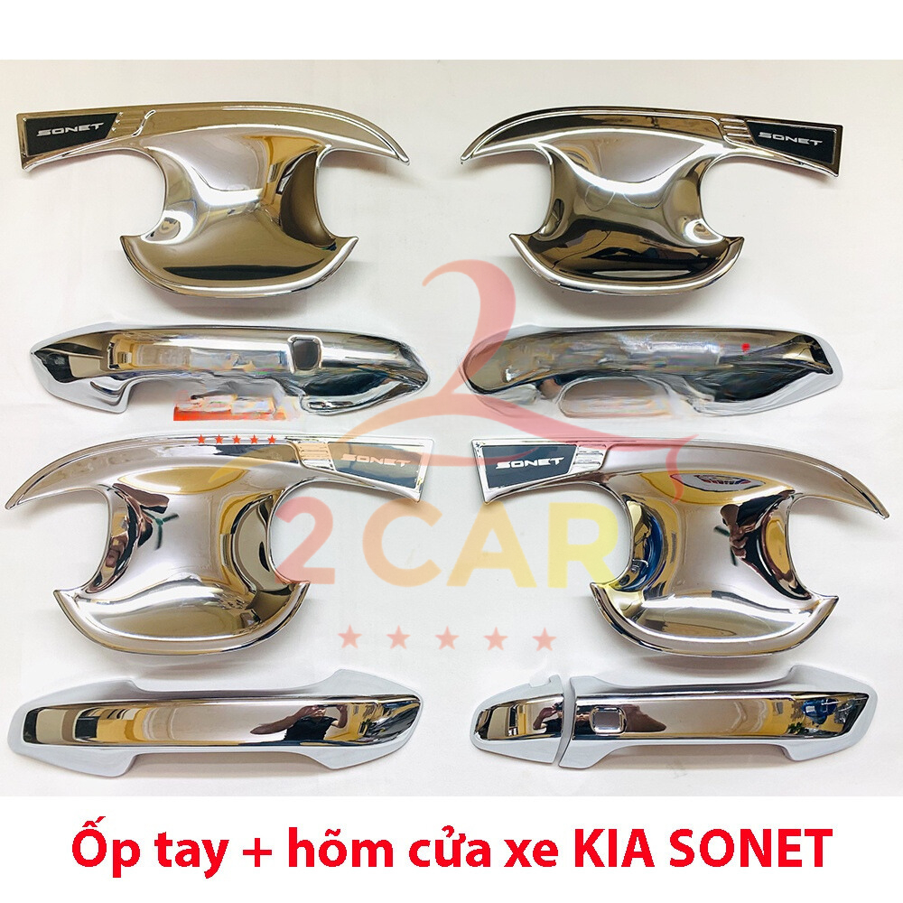 Ốp tay nắm, hõm cửa xe KIA SONET 2022 2023 2024 chất liệu Nhựa mạ crom cao cấp
