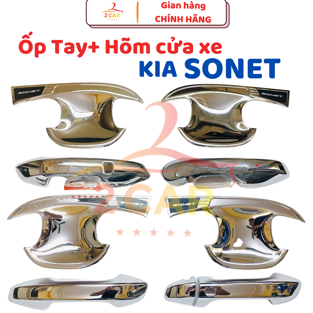 Ốp tay nắm, hõm cửa xe KIA SONET 2022 2023 2024 chất liệu Nhựa mạ crom cao cấp
