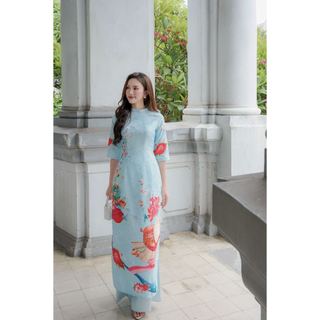 Áo dài cách tân tay lỡ in họa tiết AD176