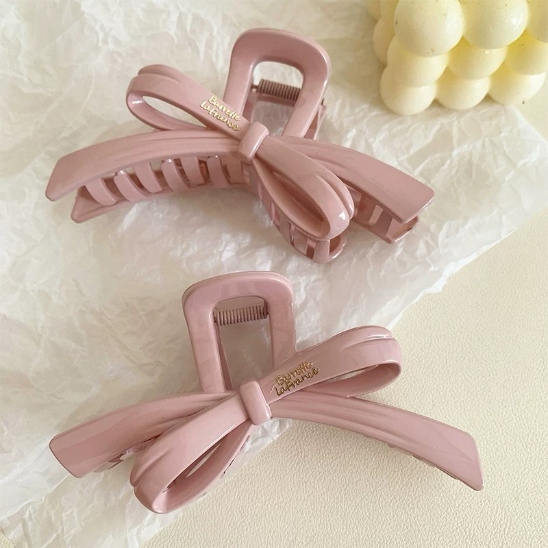 Kẹp Tóc Càng Cua Acrylic Thắt Nơ Có Chữ Dễ Thương Phong Cách Hàn Quốc Phụ Kiện Tóc Nữ Empoli