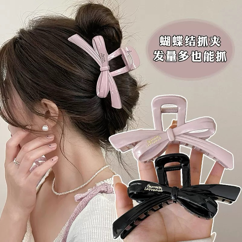 Kẹp Tóc Càng Cua Acrylic Thắt Nơ Có Chữ Dễ Thương Phong Cách Hàn Quốc Phụ Kiện Tóc Nữ Empoli